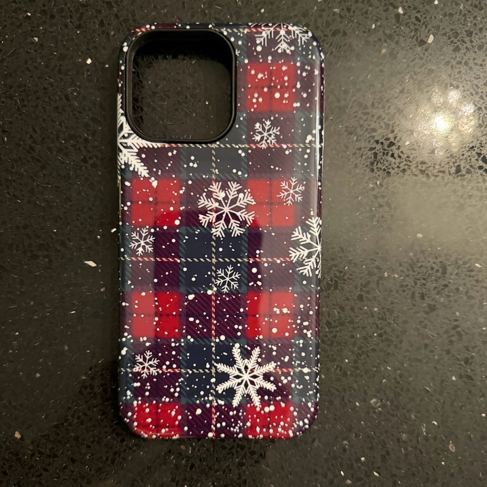 Plaid Snowflake Phone Case - Red and Blue